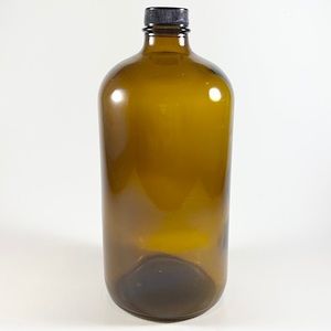 Large amber brown glass apothecary bottle